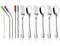 15 Pieces Toddler Kids Utensils Kids Silverware Set Stainless Steel, Safe Baby Utensils 3 Toddler Forks 3 Toddler Spoons 4 Reusable Metal Straws 4...