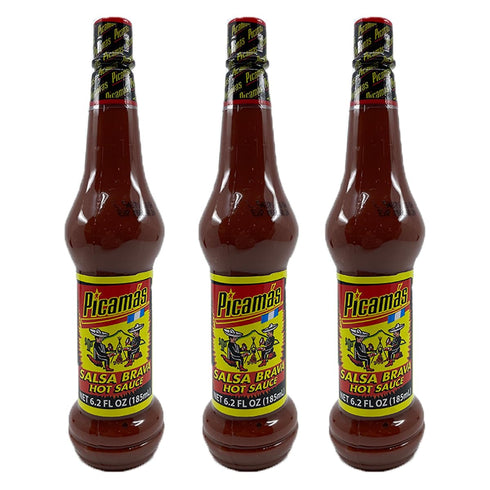 PICAMAS - Red Hot Sauce Salsa Brava 6.2oz Bottles (Pack of 3)...