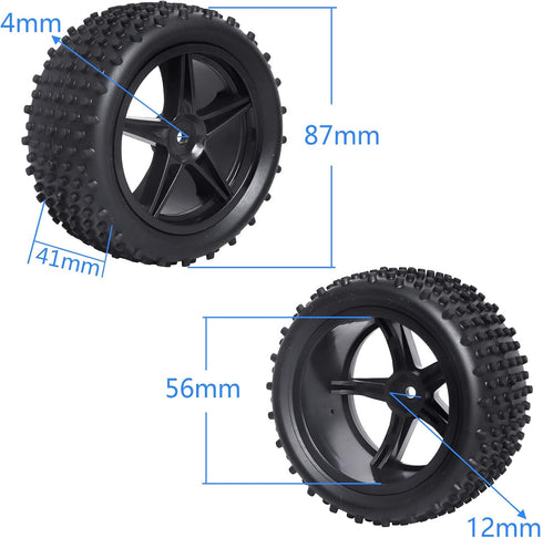Hobbypark Front and Rear Tires & Wheels Set 12mm Hex Hubs Foam Inserts for Redcat HPI Exceed RC 1/10 Off Road Buggy Tyre (4-Pack)...