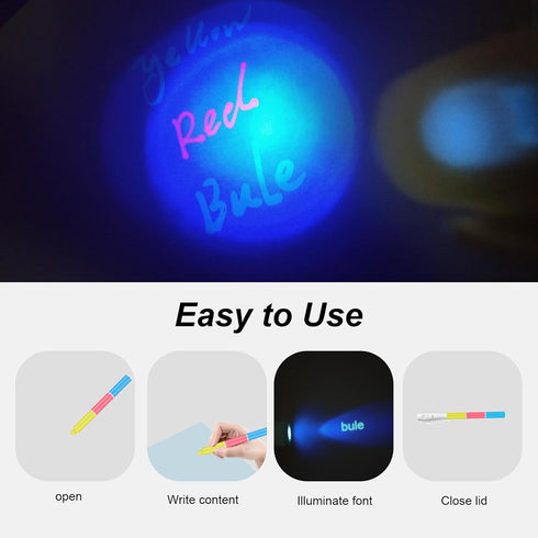Invisible Ink Pen with UV Flashlight, Spy Pen Black Light Markers for Kids and Adults, Disappearing Ink for Secret Notes, Magic Pens Fit for Chris...
