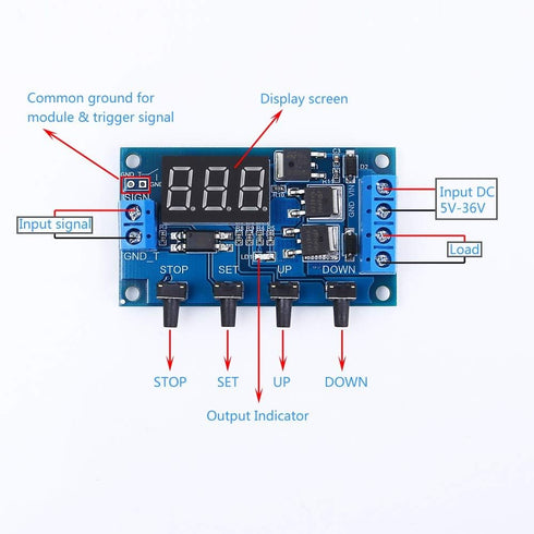 Timer Delay Relay DC 5V 12V 24V On Off Timer Module Trigger Cycle Dual MOS Delay Control Board with Digital Tube Display and Protective Shell for ...