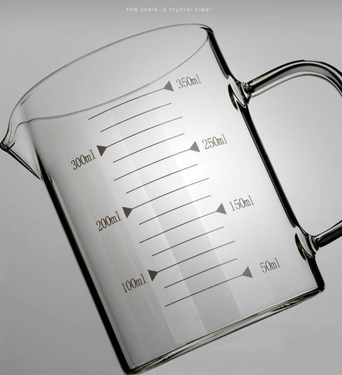DEVILMAYCARE Glass Beaker with Handle and Lid, Measuring Cup for Easy Visibility, Baking, Cooking, Pouring Liquid 12 Oz (350ML)...