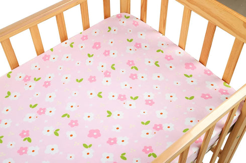 Pack n Play Playard Fitted Sheets 2 Pack Set for Baby Girl Soft Stretchy Jersey Knit Portable Mini Crib Mattress Cover, Pink Floral...