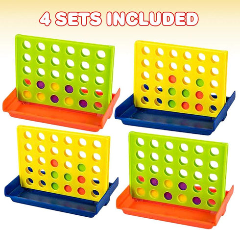 Gamie Four in a Row Game, Set of 4, Line Up Four Pegs in a Row Games with Foldable Board & 30 Pieces Each, Fun Indoor Game Night Games for Kids, E...