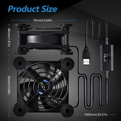 Dual 80mm USB Speed Control Fan, 5V Portable Cooling Fan for Flat-Screen TV Receiver Router DVR Playstation Xbox Computer Cabinet Cooler...
