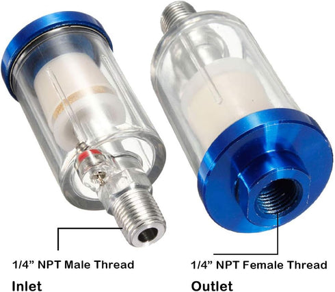 beduan Water Oil Separator Filter, 1/4" NPT Male and Female Thread Spray Gun Filters Air Line Compressor Fitting ?Pack of 2?...