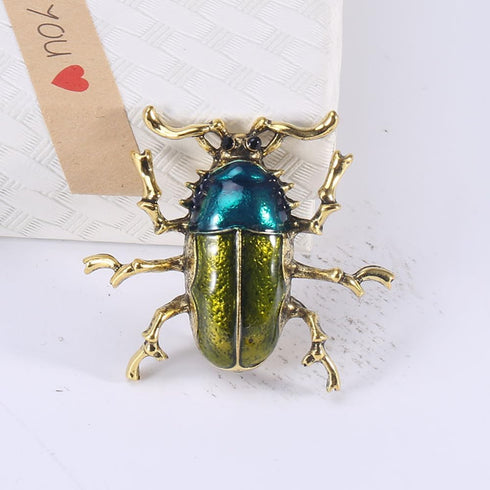 Beetle Pin/Enameled Water Diamond Animal Insect Brooch Girls Birthday Christmas Halloween Jewelry Gift...