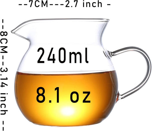 Glass Gong Dao Bei, Milk Pitcher/Cha Hai For Chinese Gong Kung Fu Tea Fairness Cup Sharing Pitcher G-D-B1(8.1 oz / 240 ml)...
