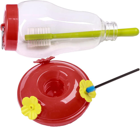 24 PCS Hummingbird Feeders Replacement Flowers with Cleaning Brush, Decorative Flower for Hummingbird Feeder, Red and Yellow Hummingbird Feeder Pa...