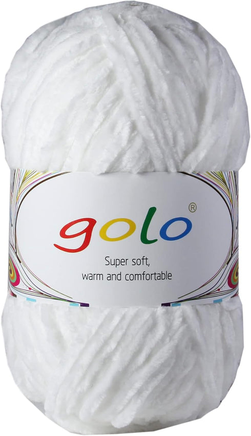 golo Chenille Yarn for Baby Blanket Yarn 3.5 oz Soft Chenille Yarn for Hand Knitting (3.0oz, White)......