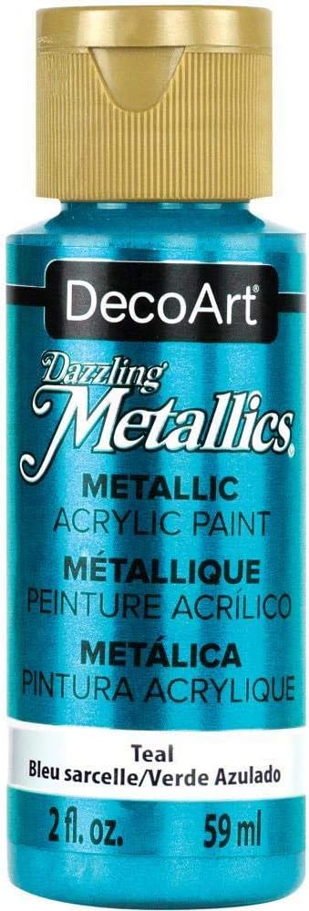 DecoArt Dazzling Metallics Americana Acrylic Paint - 4 Pack Teal Craft Metallic Acrylic Paint - Multi Surface Iridescent Acrylic Paint Set for Art...