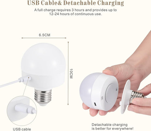 LINEWAY Rechargeable Light Bulbs with Remote, Battery Operated Light Bulb 2000mAh E26 Detachable Charging, 15 Colors Selectable/Timer/Dimmer Puck ...
