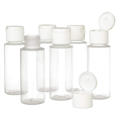 Chica and Jo 2oz Clear Plastic Empty Squeeze Bottles with Flip Cap - BPA-free - Set of 6 - TSA Travel Size 2 Ounce Made in the USA...