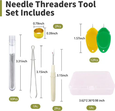 Needle Threaders Tool Set 47 in 1 for Hand Sewing, Sewing Machine, DIY (12 Pcs Needle Threaders + 2 Pcs Seam Rippers + 1 Pc Drawstring Threader+ 2...