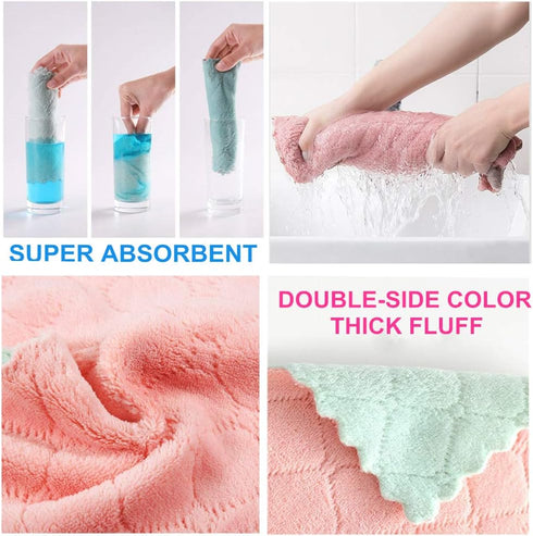 10-Pack Microfiber Cleaning Cloth Dish Towels, Double-Sided Dish Drying Towels?Reusable Household Cleaning Cloths for House Furniture Table Kitche...