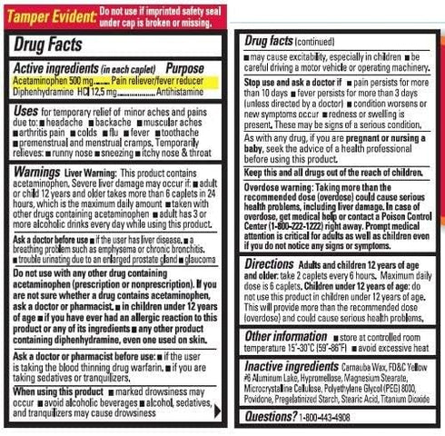 Percogesic Aspirin Free Pain Relief Tablets, Extra Strength, Acetaminophen and Diphenhydramine, 40 ct (Pack of 1)...