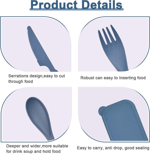Reusable Utensils Set with Case, 3 Sets Travel Utensils with Case, Portable Knife Fork and Spoon Set for Lunch Box Camping Picnic Work or Daily Us...