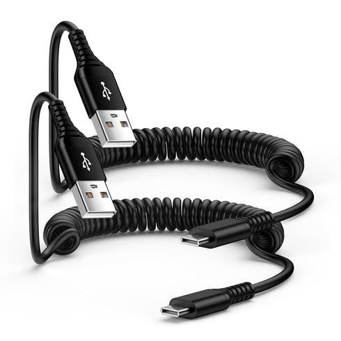USB C Coiled Android Auto Charger Cable for Car 6FT Samsung Galaxy Charger Fast Charging Cord 2Pack for Samsung Galaxy A14 5G A54 A15 A53 A23 A13 ...