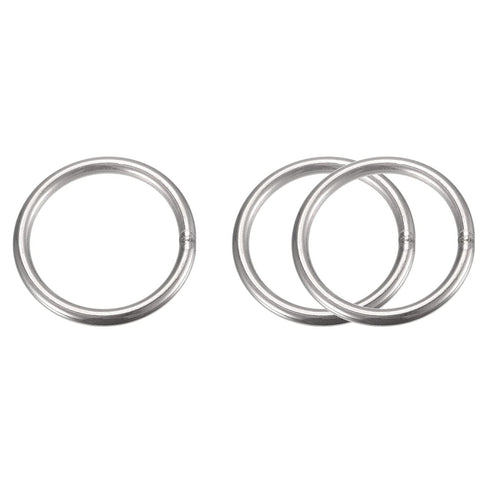uxcell Stainless Steel O Rings, 3pcs 50mm(1.97") Outer Dia. 5mm Thickness Multi-Purpose Metal Welded O-rings Round Rings for Hardware Luggage Acce...