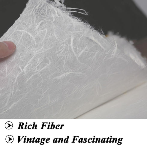 Natural Mulberry Paper Sheets, 50 Sheets 11.8 x 15.7inch Natural Fiber Rice Paper, Handmade Decoupage Paper Sheets, Art Tissue Washi Paper DIY Cra...