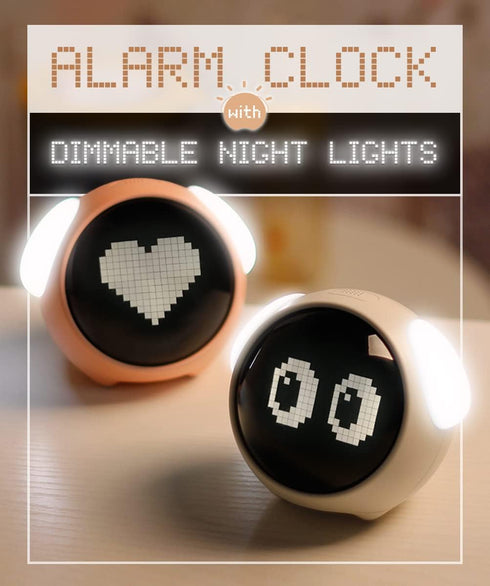 Kids Alarm Clock, Dual Alarm Setting, Adjustable Brightness Night Light, Voice-Activated,Temperature Detection, Wake-up Alarm Clock, Toy and Gift ...