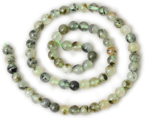 60PCS 6mm Natural Prehnite Gemstone Smooth Surface Round Loose Beads for Jewelry Making 1 String 15 Inches...