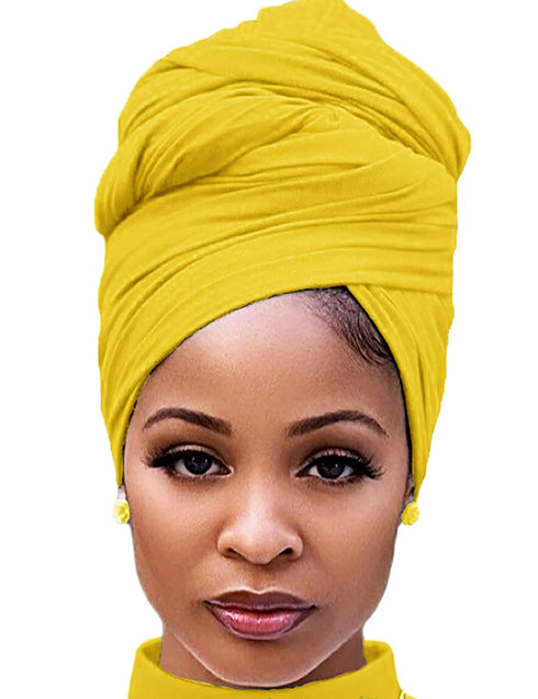 Head Wrap Stretch Jersey Turban Extra Long Hair Scarf Soft Breathable African Knit Head Scarves Turban Tie for Black Women...