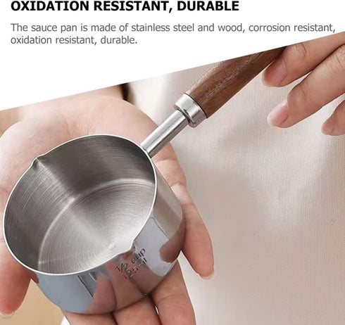 250ML Sauce Pan Saucepan Stainless Steel Sauce Pot Double Spout Oil Pan Warming Pot Frothing Pitcher Dishwasher Safe for Home Kitchen Cookware Acc...