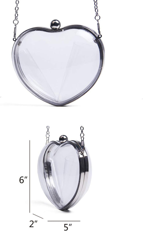 SUKUTU Womens Heart Shape Evening Bag Purse Velvet Party Tote Mini Handbag Clutch Chain Clear Shoulder Bag...