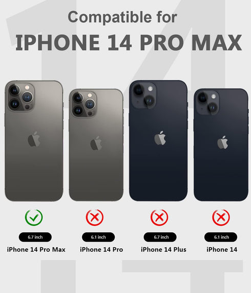 Design for iPhone 14 Pro Max Waterproof Case, Shockproof Dustproof Phone Case with Screen Protector, Full Body Protective Phone Case for iPhone 14...