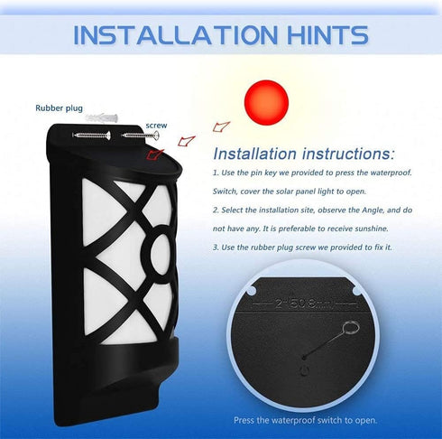 Solar Flame Lights Outdoor, Waterproof Flickering Flame Solar Lights Dark Sensor Auto On/Off 66 LED Solar Powered Wall Mounted Night Lights Lattic...