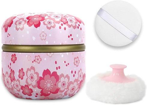 Body Powder Puff and Container, 3.15" Portable Empty Body Powder Container for Baby Women's Loose Dusting Powder, Powder Case Box with Lids for Ba...