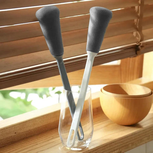 Grey Long Handle Cleaning Sponge Brush decontamination Sponge Cup Brush Multifunctional Household Cleaning Brush Suitable for Cups, Bottles, Glass...