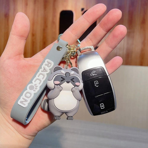 Keychain 2PCS Cute Cartoon Raccoon Key Chains Exquisite Cartoon Pendant Keyring Girl Backpack Decoration Women Key Chain DIY Hanging Accessory...