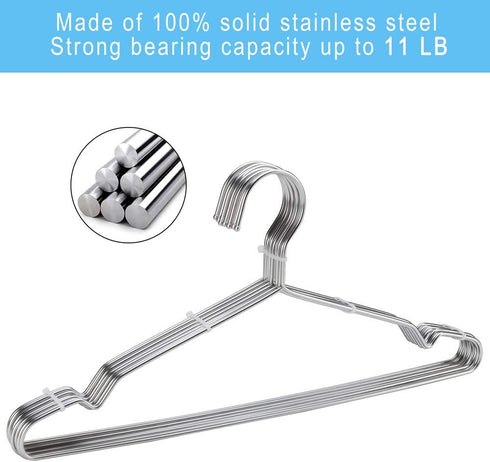 Seropy Coat Hangers Clothes 10 Pack Wire Hangers Heavy Duty Stainless Steel Hangers with Non Slip Grooves, 16.5 Inch Ultra Thin Metal Hangers Spac...
