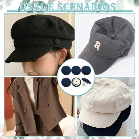 BENECREAT 32 Sets 0.67Inch Baseball Cap Button Top Replacement Hats Buttons, Prussian Blue Cloth Covered Hat Button for Hat Replacement Repair Jea...