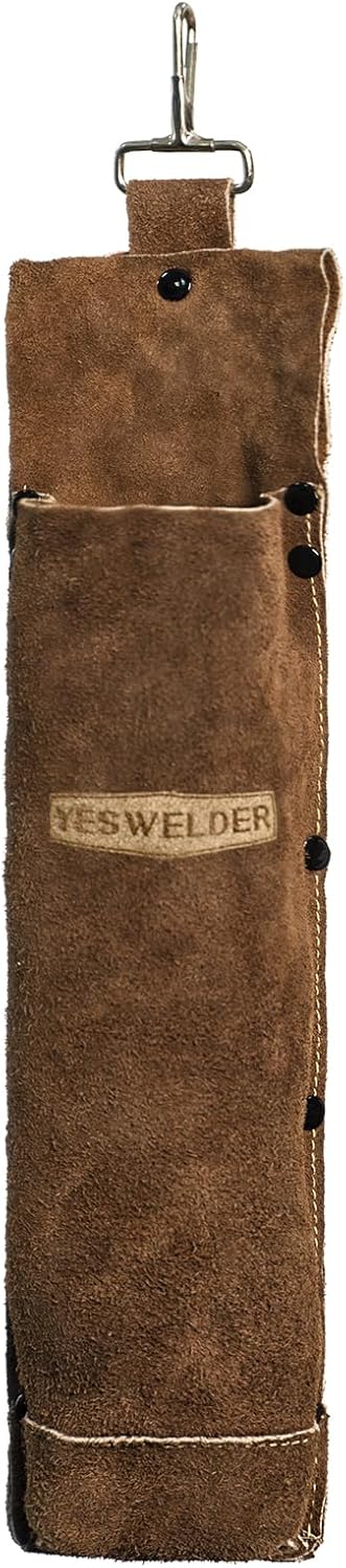 YESWELDER Flame Retardant cowhide leather welding rod holder, Thickened electrodes rod bag? Wearable Welding Electrode Storage Can...