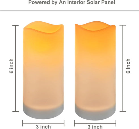 SUNNYPARK Solar Candles Outdoor Waterproof, Solar Powered Assorted Flameless Pillar Candles for Patio Lanterns 3’’x 6’’ Set of 2...