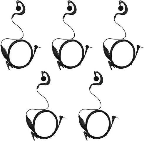 Two Way Radio G Shape Clip-Ear Headset Earpiece with PTT is Compatible with Motorola MH230R MS350R MT350R (Pack of 5)...