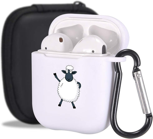 MAYCARI Cute Sheep Case for AirPods 2&1 with Keychain,?White? Animals Design Protective Soft TPU Cover Compatible with Apple AirPods Charging Case...