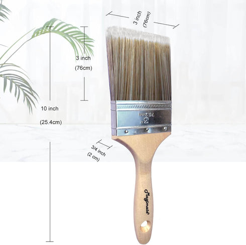 Flat Paint Brush Soft Bristle 3 inch Wide Wooden Stain Brush for Walls, Furniture, Chalk and Fence, Utility Household Paint Brush...