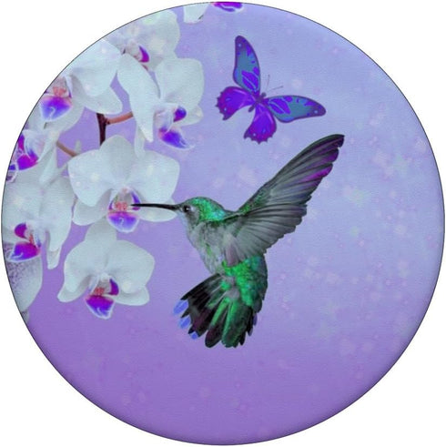 Cell Phone Pop Up Holder Hummingbird Flower Butterfly Purple PopSockets Adhesive PopGrip...