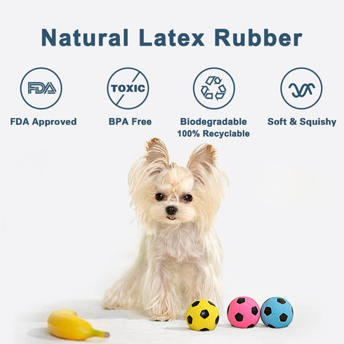 Squeaky Dog Ball - Soft Latex Rubber Squeaky Dog Toys for Small Dogs Puppies - Cute Bounce Dog Squeak Toys Play Fetch Soccer Ball...