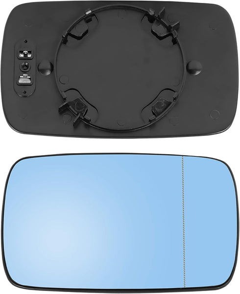 uxcell Passenger Side Right Side Mirror Glass with Backing Plate Heated Blue Tinted Glass for BMW E39 E46 330i 325i 328i 525i...