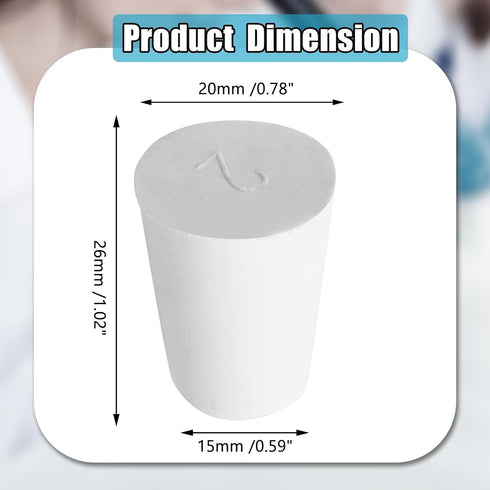 10 Pcs White Solid Rubber Stoppers 2# Tapered Lab Rubber Plugs for Sealing, 20mm x 15mm x 26mm...