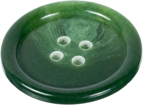 Mibo 10pcs Round Urea Resin Suiting Buttons with Rounded Rim - 40L (25mm) - 4 Hole - Green Mix...
