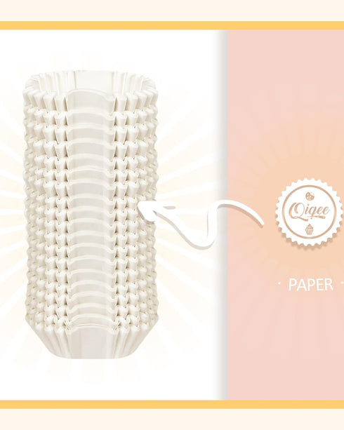 qiqee 500pcs White Square Cupcake Liners Muffin Linner No Smell, Food Grade Baking Cups?Standard Size?...