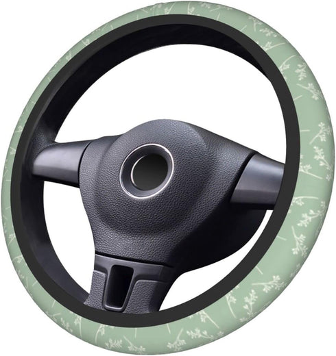 Steering Wheel Covers for Car,Ferns Sage Green Car Steering Wheel Cover for Men Women,Universal 15 Inches Car,Elastic Stretch Steering Wheel Cover...