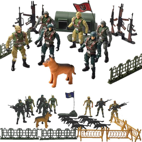 Action Figure Play Set 14pcs Military Toys Trooper with Accessories Including Army Gear Playset - Army Ranger Action Figures Military Toy Soldiers...
