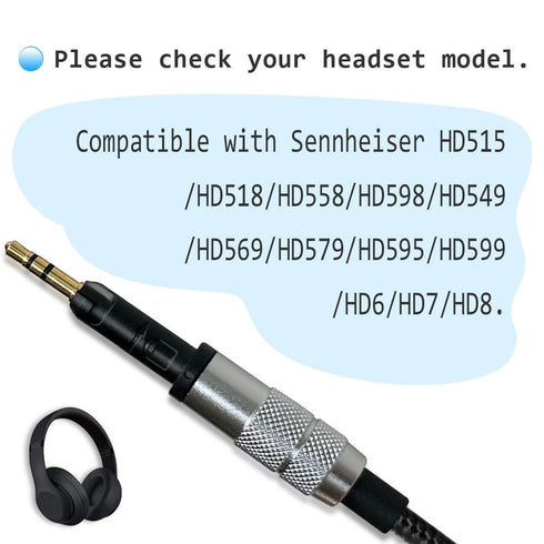 6.5 ft Replacement Cable Compatible with Sennheiser HD598 / HD599 Headphones, Upgrade Audio Cord Compatible with HD8/HD598/HD 599 headsets...